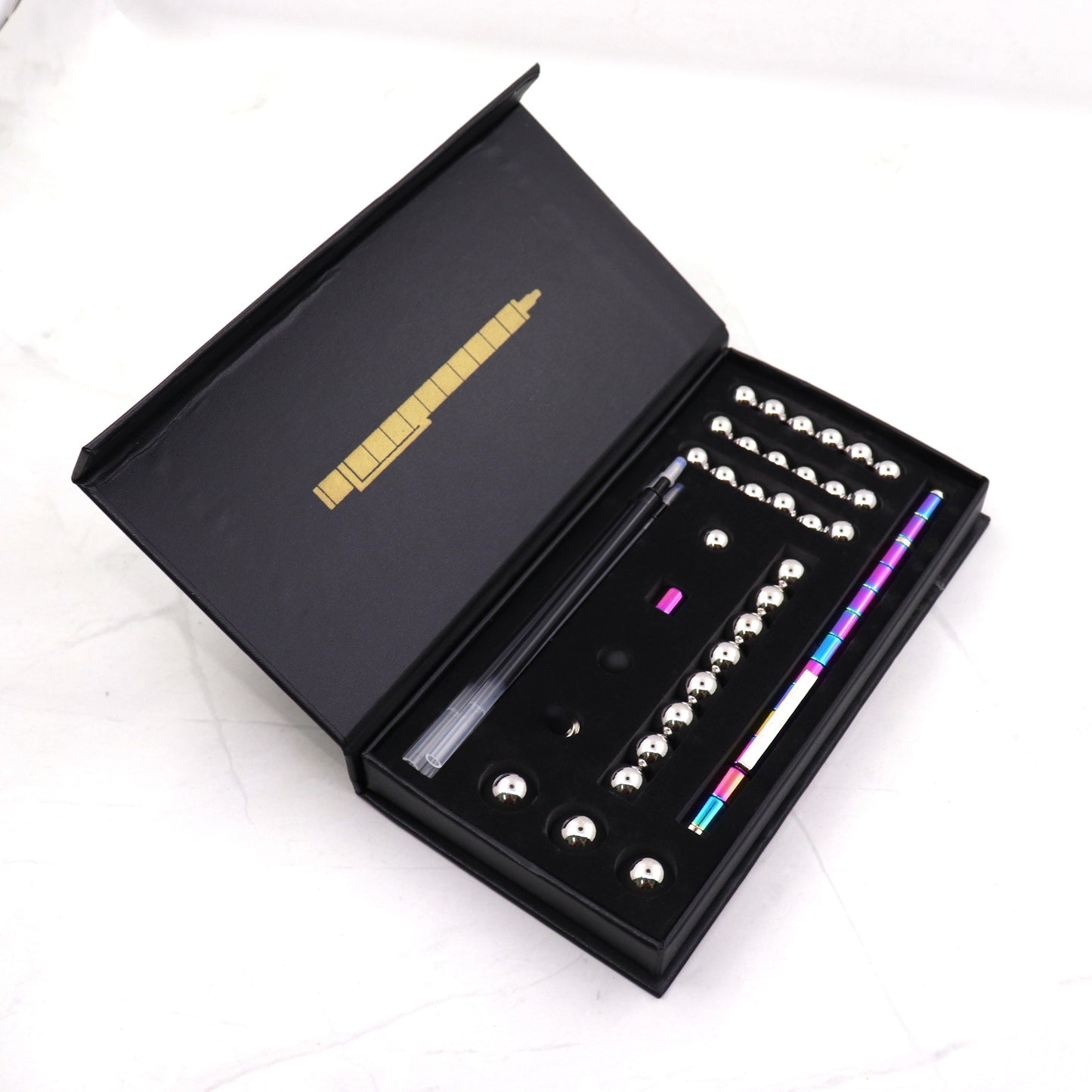 Magnetic Fidget Polar Pen with Stylus – Stress Relief Gift Box (Black & Gold)