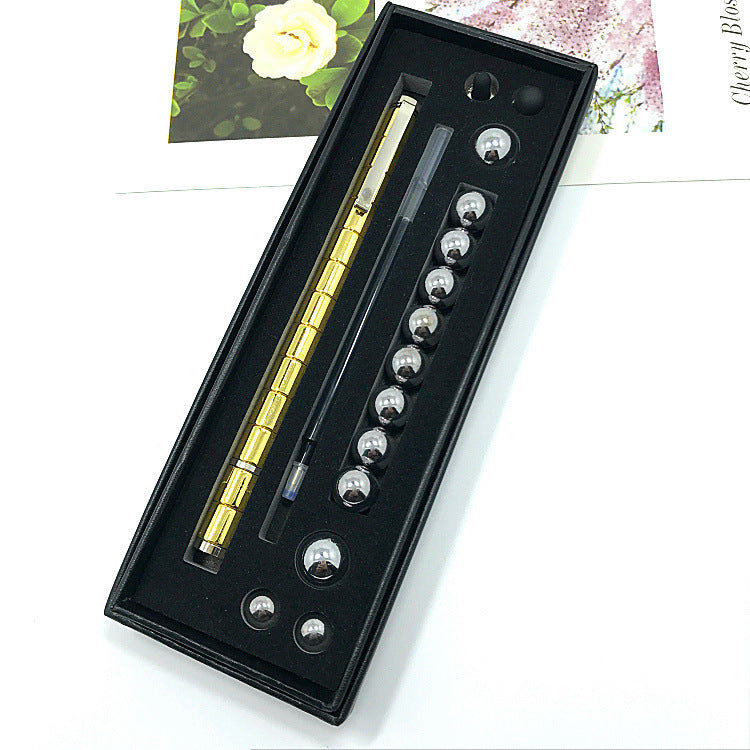 Magnetic Fidget Polar Pen with Stylus – Stress Relief Gift Box (Black & Gold)
